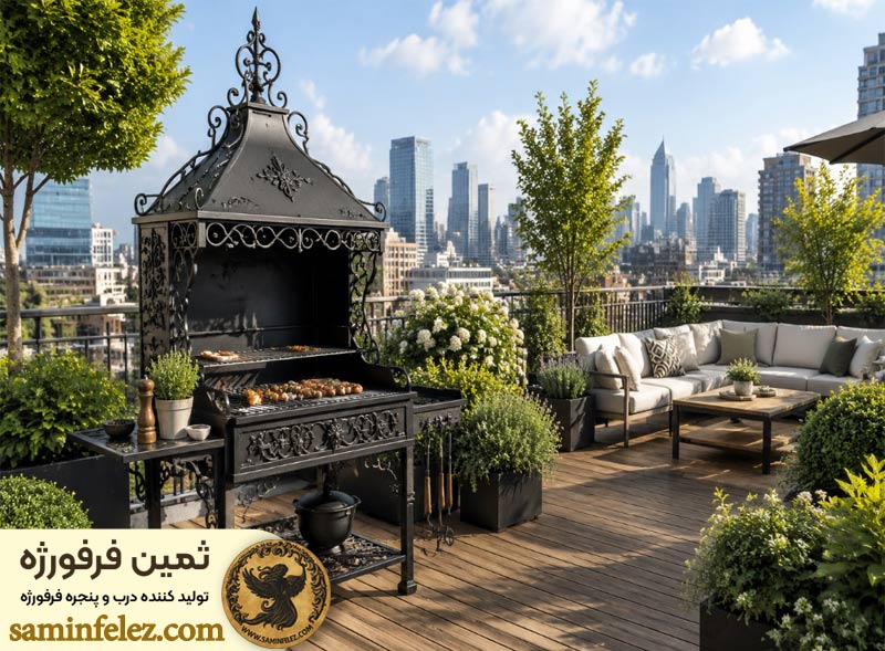 انواع باربیکیو فرفورژه برای حیاط و ویلا